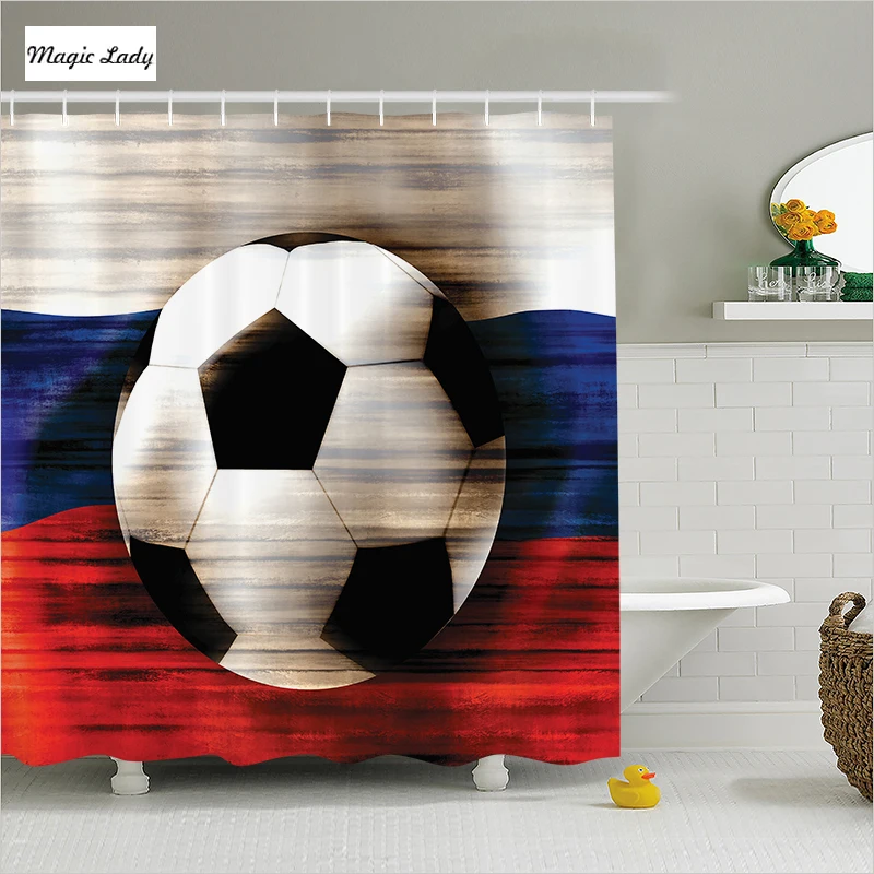 Bath Shower Curtains Flag Games Football Russian Soccer Athletic Speed