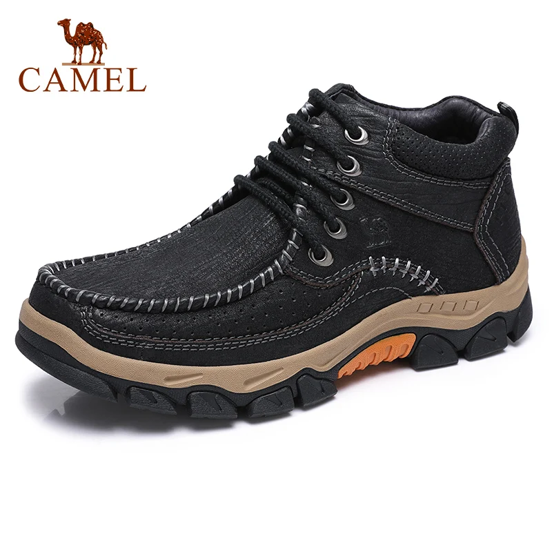 Мужские кожаные ботинки CAMEL короткие модные Нескользящие текстурированная