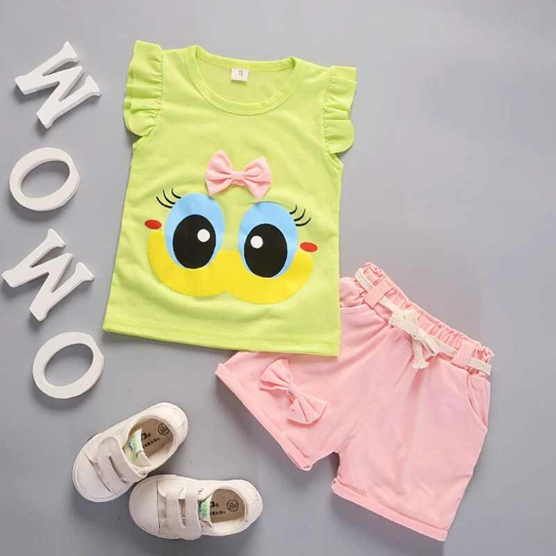 

Kid New Fashion Casual Summer Cute Baby Child Round Neck Tops+Pants