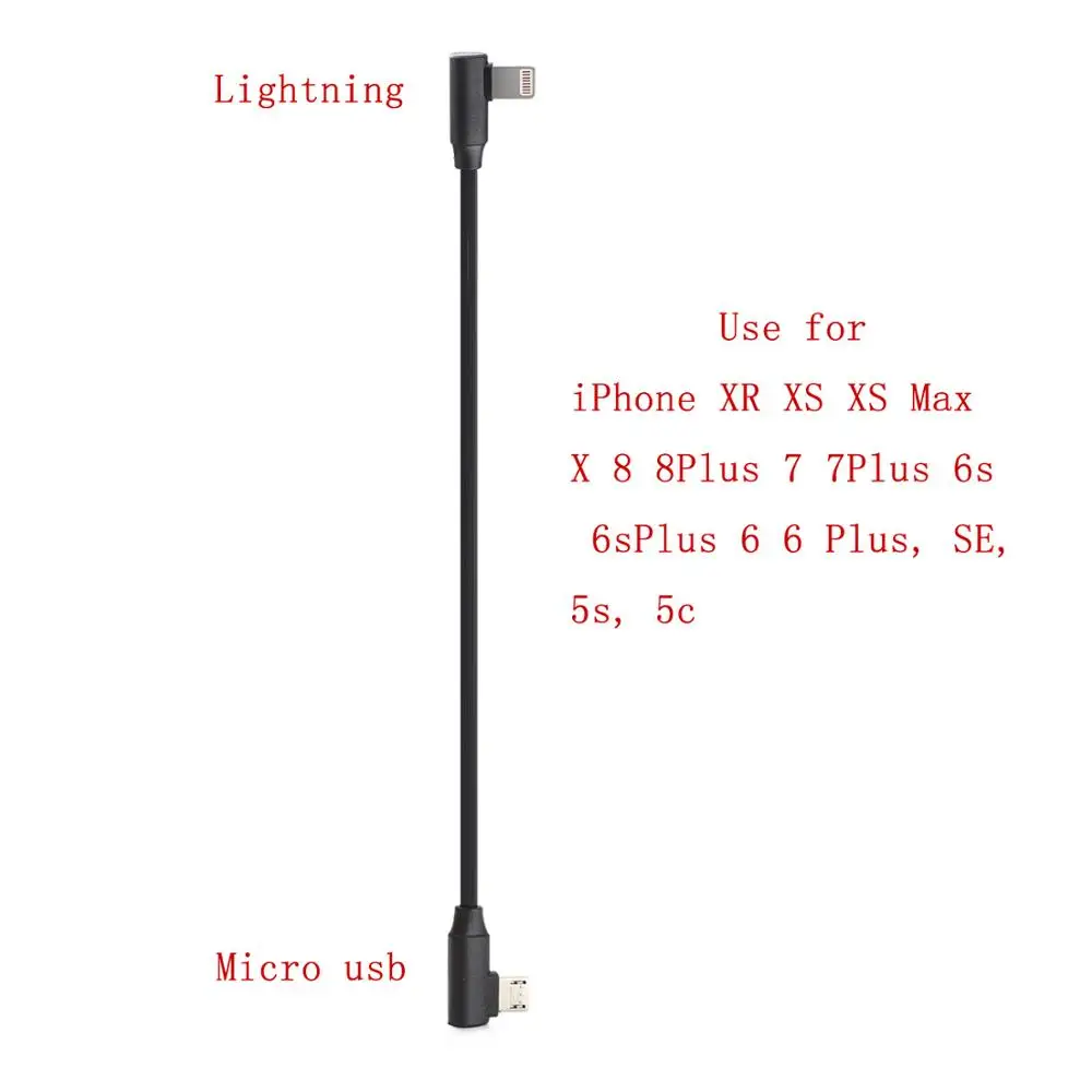 Зарядный кабель для Zhiyun Smooth Q2 4 Feiyu Vimble 2 для iPhone Andriod Micro USB для Micro USB TYPE C для кабеля Lightning - Цвет: Черный