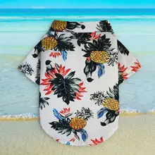 Хлопок Собака Гавайская Рубашка XXS Чихуахуа Одежды Корейский Ананас Печатных Пляж Лето Карликовый Пинчер Одежды E