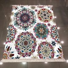 Белый пол в этническом круге Мандала дизайн 3d принт, микроволокно анти скольжение обратно моющиеся декоративные килим области ковер