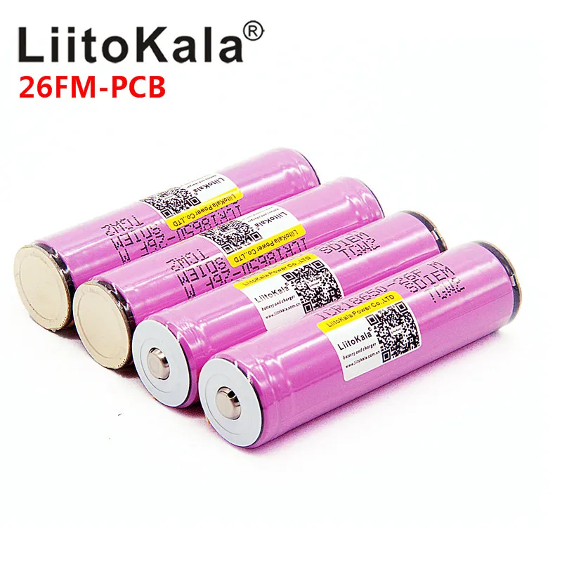 

LiitoKala 18650 2600mah battery 100% ICR18650-26FM originally 3.7V 2500mah rechargeable battery for flashlight