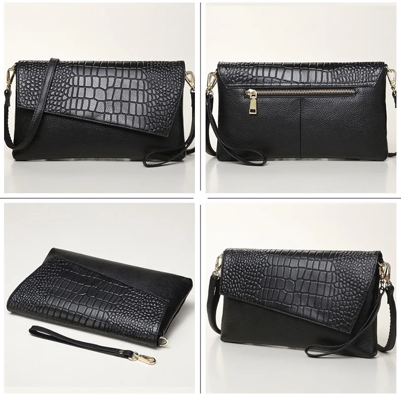 MJ Brand Design Female Bags Natural Genuine Leather Women Crossbody Messenger Bag Real Crocodile Leather Envelope Clutch Bag (12)