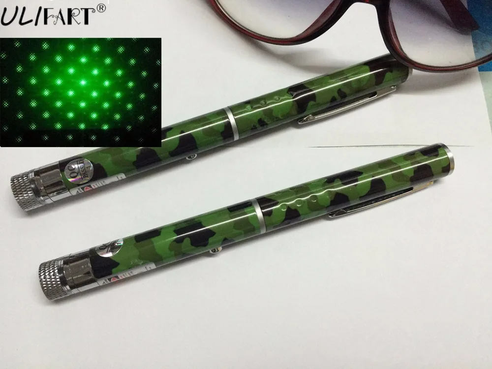 Ulifart التمويه جديد النجوم 532nm الأخضر مؤشر الليزر القلم شعاع ضوء الليزر عالية الطاقة دروبشيبينغ