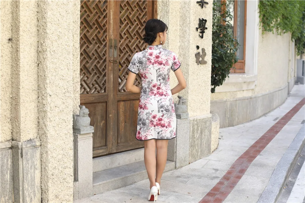 Шанхай история 2019 Весна Cheongsam смесь льна Qipao с подкладкой китайское традиционное платье Восточный китайский Женская одежда