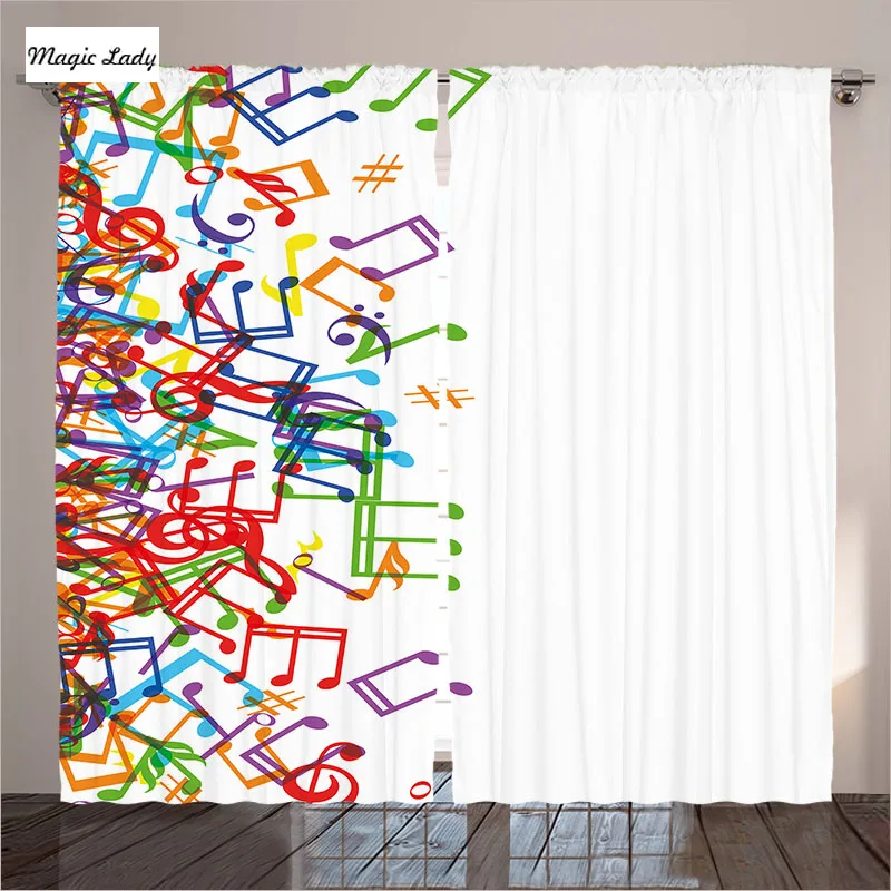 Music Note Curtains Drapes Panels Blackout Grommet Room Window Various Bedroom White Art Red ...