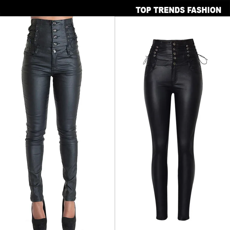 ladies black coated skinny jeans