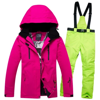 

RIVIYELE Brand Women Men Ski Suit Snowboard Jacket Pant Windproof Waterproof Super Warm Thicken Unisex Hooded Winter Clothing