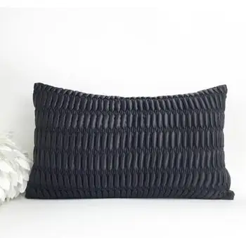 

50x30cm rectangle black pleated cushion cover pillowcase sofa quilted lumbar pillow covers indoor