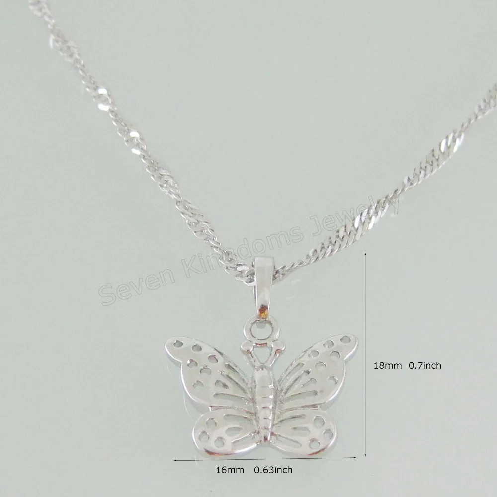 

Min order 10$ can mix design/NEW - WHITE - GOLD OVERLAY 18" NECKLACE & BUTTERFLY SHAPED PENDANT HANGS 18MM 0.7"