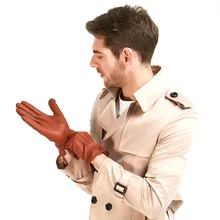 Harssidanzar Мужские Роскошные итальянские кожаные перчатки из овчины винтажные с шерстяной подкладкой