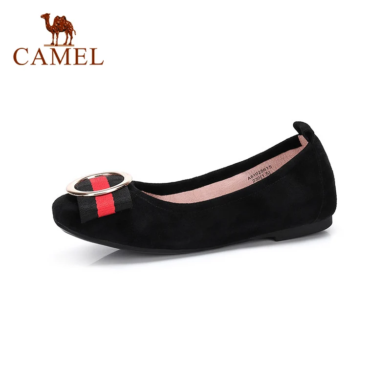 

CAMEL Spring New Women Casual Retro Single Shoes Women Comfort Suede Slip On Flats Shoes For Ladies Elegant Soft Leather Solid