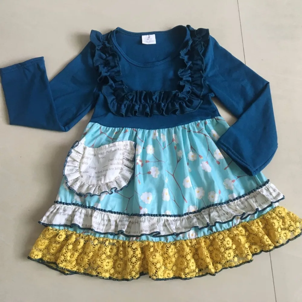 

2017 Hot Sale Spring and Autumn Multicoloured 100% Cotton Baby Girls Dress For Party and Birthday Present
