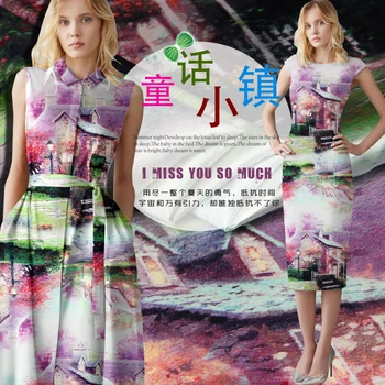 

CNUM SP751 Pure Silk/ Town of Fairy-tale /Silk Fabric 93% Silk 7% Spandex Elastic/ Width1.29yd Thickness 19mm/ Unit: M