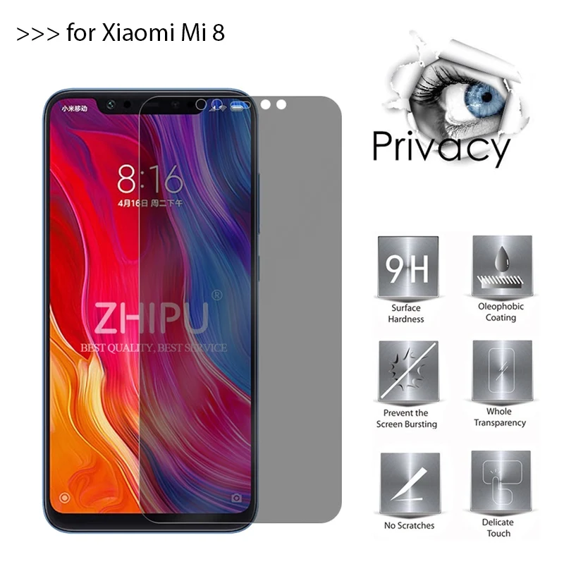 Для Xiaomi mi 8 Высокое качество 2.5D Arc Edge антишпионское закаленное стекло для 6 21