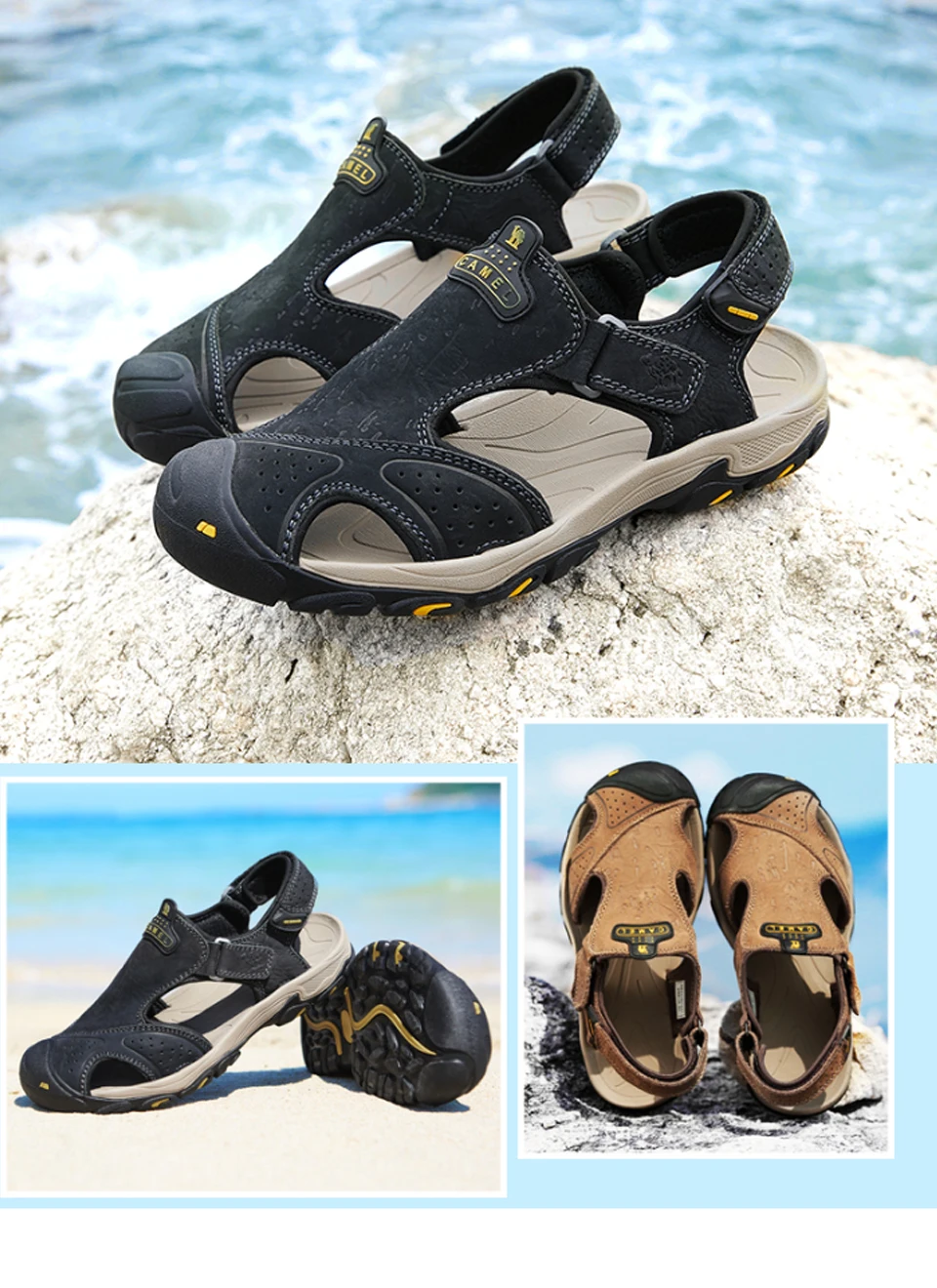 CAMEL/летние мужские сандалии; Повседневная пляжная обувь; мужские сандалии из натуральной кожи; chaussure homme; мужская обувь на плоской подошве
