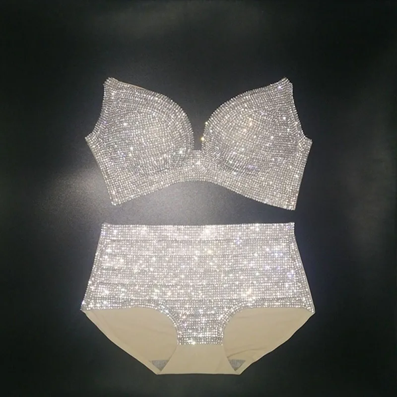 

2018 bikini set sexy women diamond swimwear push up rhinestone biquini bling stones bikini lady bathing suit