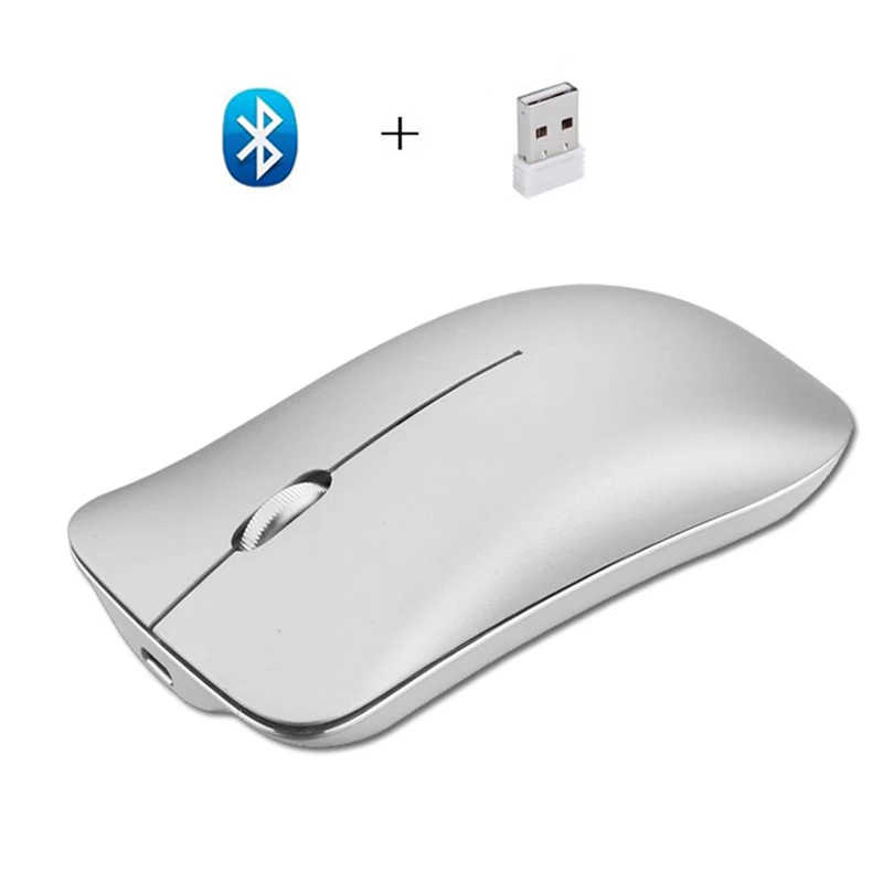 Cliry Dual Mode Aluminum Alloy Wireless 2 4Ghz Bluetooth 4 0 Mouse Ultra thin Recharge Portable