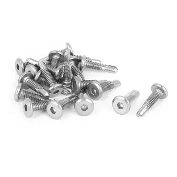 

UXCELL M6.3 X 25Mm Male Thread Hex Socket Cap Flat Head Self Drilling Tek Screws 20 Pcs