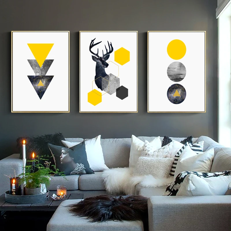

SD LINLEEHON Abstract Geometric Pattern Wall Hanging Home Cafe Decorative Canvas Painting Unframed