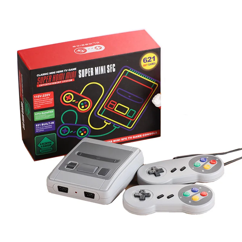 Мини-игровая консоль, встроенные 621 ретро-игры, поддержка HDMI Out SNES, игровой плеер, двойной ручной ТВ игровой консоли, лучший подарок