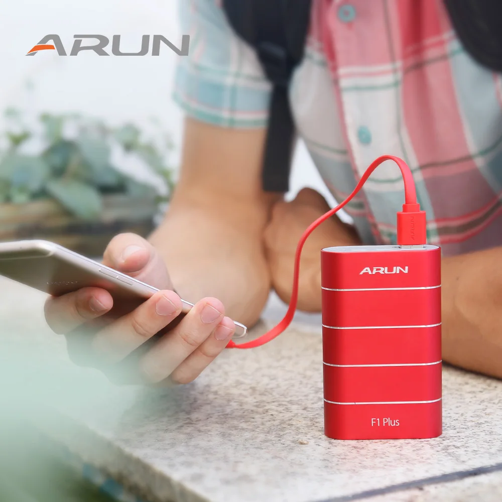 ARUN 10000 mAh power Bank QC3.0 интеллектуальная Внешняя батарея type c 2 USB Портативное мобильное