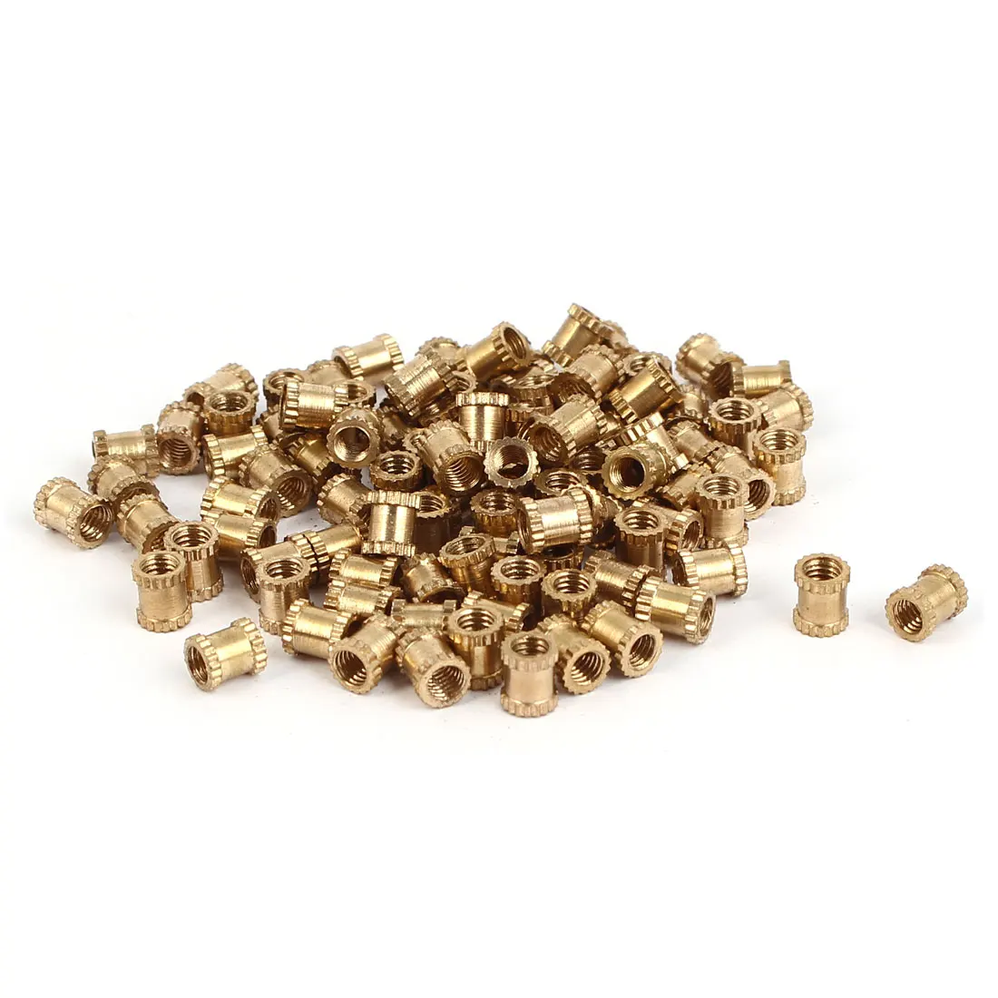 UXCELL 100Pcs Nuts M3 X 5Mm 0.5Mm Pitch Brass Cylinder Knurled Threaded