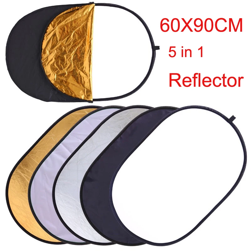 melhor 60x90 CM 5 EM 1 Dobrável Fotografia Refletor Estúdio de Fotografia Foto Oval Reflecotor Iluminação Fotográfica Refletor do Navio Da Gota