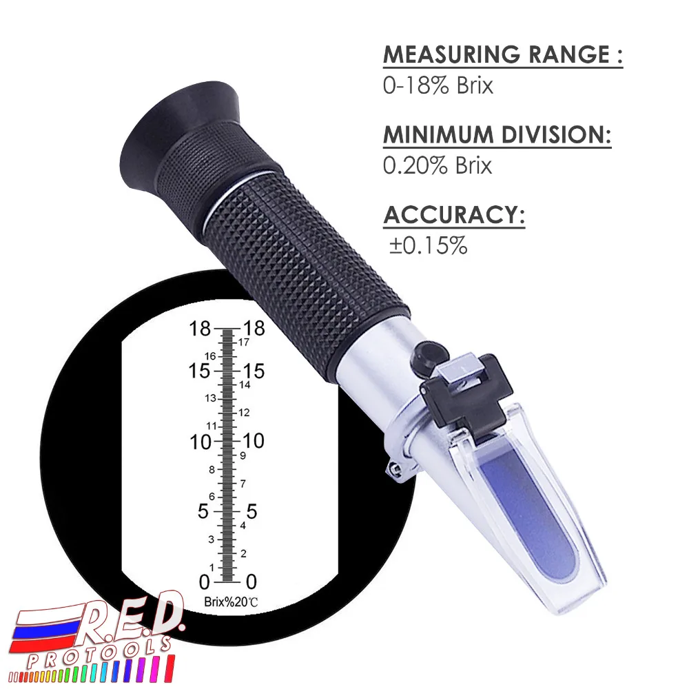 Traditional Handheld Brix Refractometer 0 18 Low Sugar CNC Maple sap