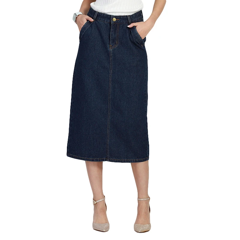 

Plus Size 5XL New Summer Women Skirts Fashion Slim Casual Wild Mid-Long Jeans Skirt For Women Large Size Denim Midiskirt CM2157