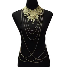 Big Fashion Necklaces & Pendants Women Gold Body Chain Necklace Lace Flower Collares Pendant Sexy Body Chains Luxury Jewelry