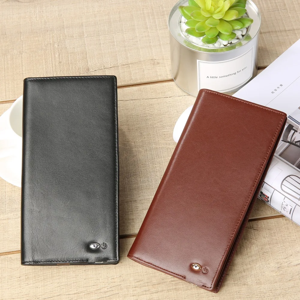 

Modoker Genuine Leather Male Clutch Wallets with GPS Tracker & Bluetooth Finder, High Capacity Handy Bags Business, Black