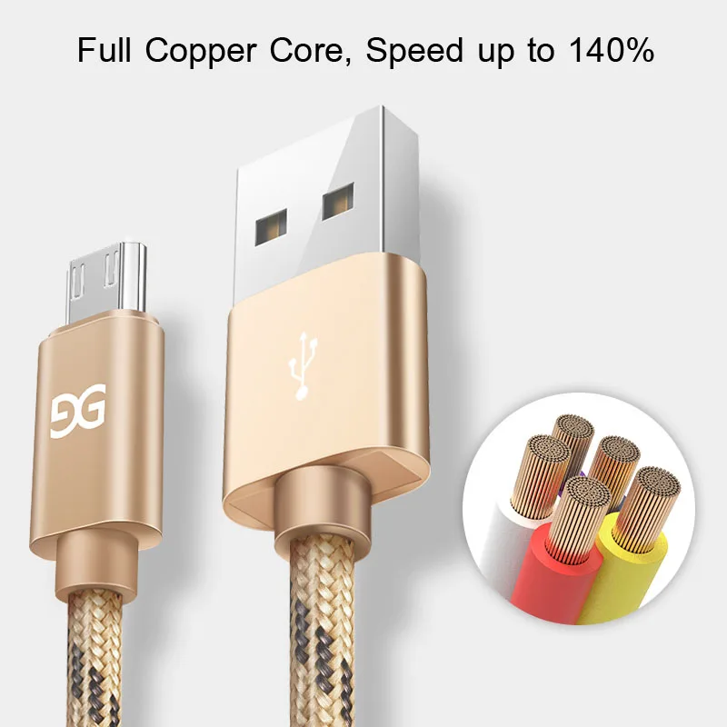 المصغّر USB كابل سريع شحن USB كابل بيانات لسامسونج هواوي اللوحي الروبوت شاحن سريع للهاتف المحمول سلك كابل النايلون الحبل