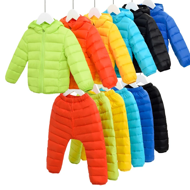 

Winter Children Pure Color Light Weight Jacket Suit Children, Boys And Girls Down Two Pieces Of Fashion Casual Wear .