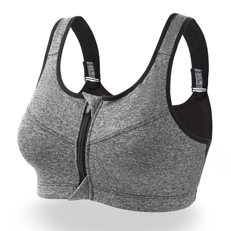 

Seamless Sports Bra Front Zipper Padded Fitness Top Breathable High Impact Gym Crop Top Push Up Running Yoga Active Wear