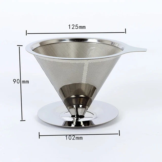Cheap Stainless Steel Pour Over Coffee Tea Dripper Double Layer Mesh Filter Reusable