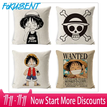 

Fokusent Anime Linen One Piece Wanted Printed Throw Pillow Cover Covers Home Hotel Pillow Case 45x45cm 2020 New Arrival