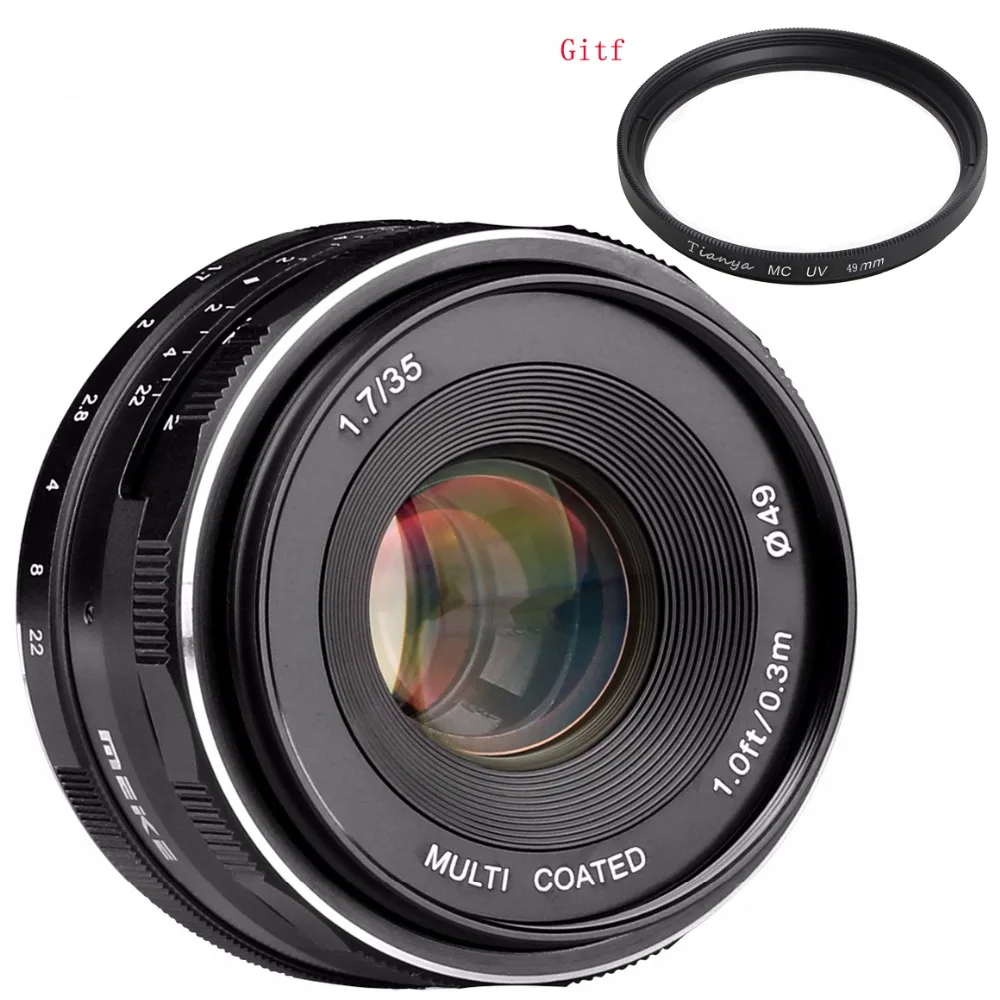 Meike MK-E-35-1.7 35 мм f 1,7 Большая диафрагма ручной фокус объектив APS-C для sony E Mount камер NEX7 a6300 a6000 a6500 a5100 a6400