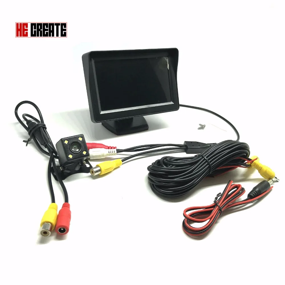 HE CREATE Waterproof 2In1 Car Parking System Kit 4 3 TFT LCD Color Rearview Display Monitor