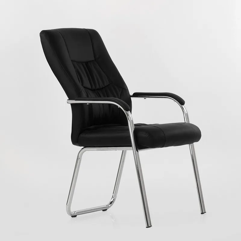 95457 Barneo K-15 كرسي مكتب للزائر Barneo الأسود الايكولوجية جلدية كروم الساقين كرسي شعبية نموذج شحن مجاني في روسيا