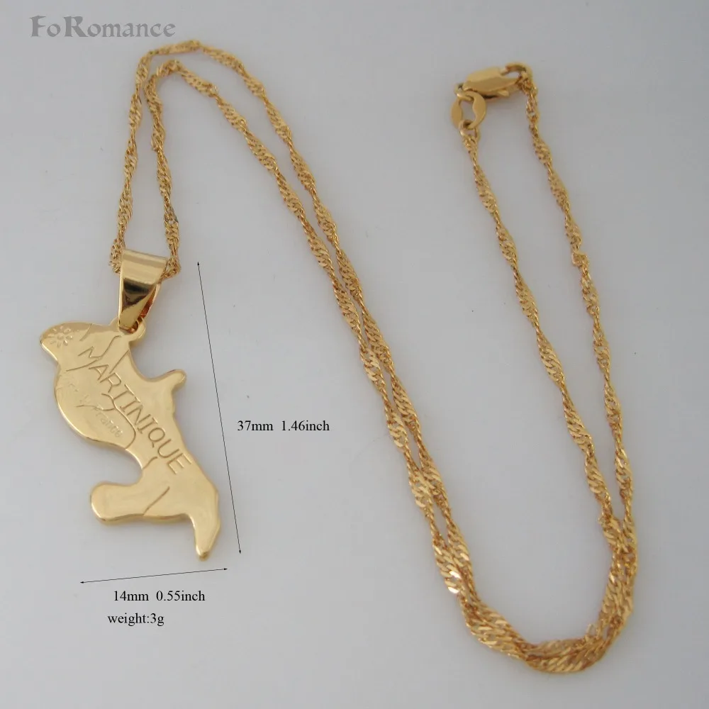 

order 10$ get tracking with tracking number - YELLOW GOLD GP 18" NECKLACE & VIVID MARTINIQUE MAP SHAPE PENDANT