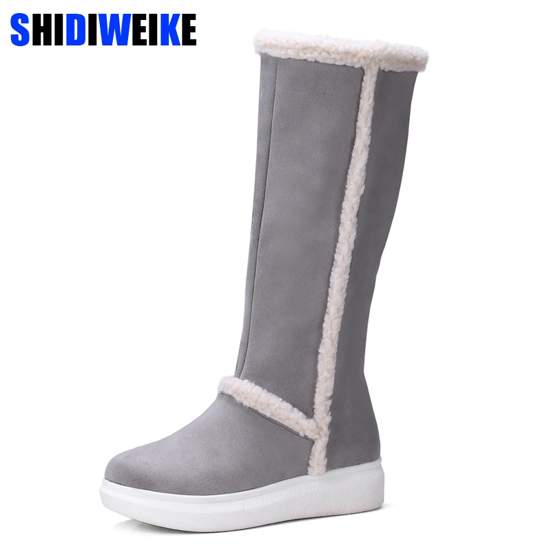 

Women Winter Shoes Knee High Boots Big Size High Quality Leather Brand Women Shoes Plush Women Winter Boots N090