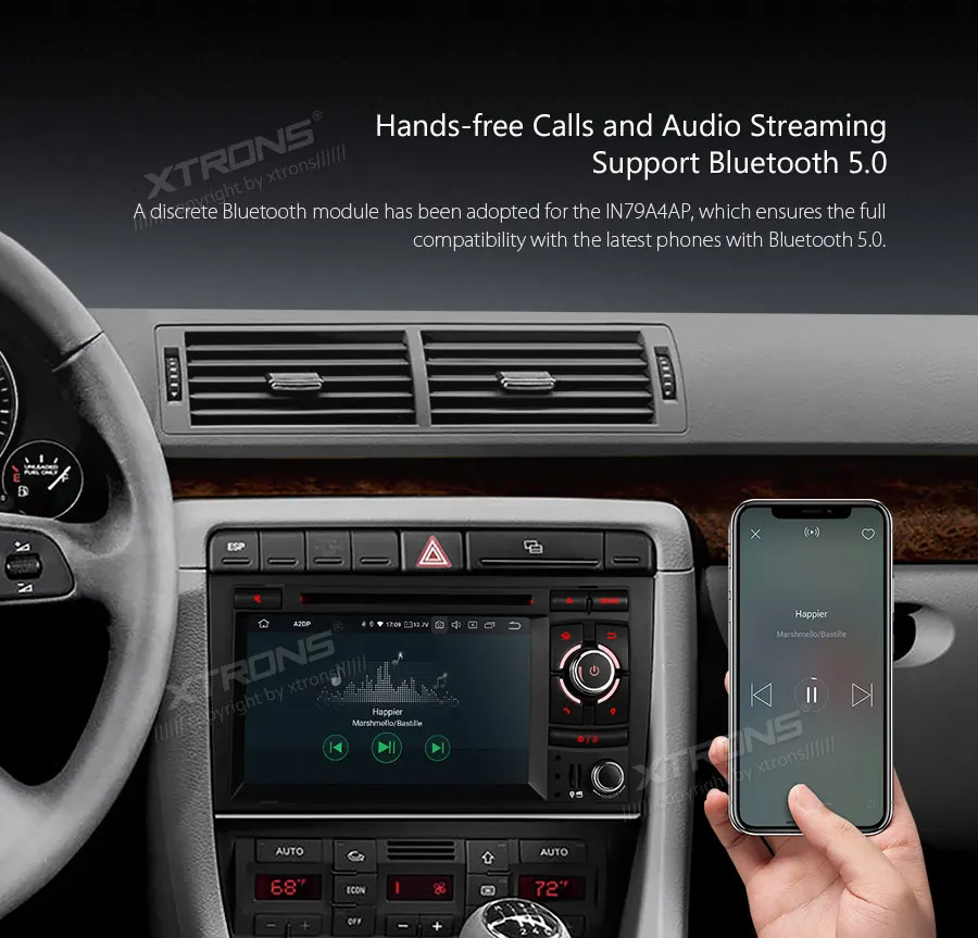 Best XTRONS Android 9.0 Car Stereo DVD Multimedia Player for Audi A4 S4 RS4 2002-2007 2008 SEAT Exeo GPS Navigation Plug Play Design 14
