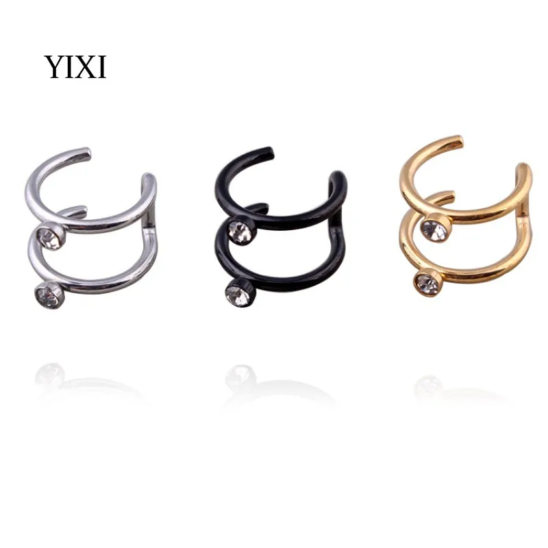YIXI Vintage Rhinestones Ear Clip Cuff Wrap Earrings Clips Punk Rock