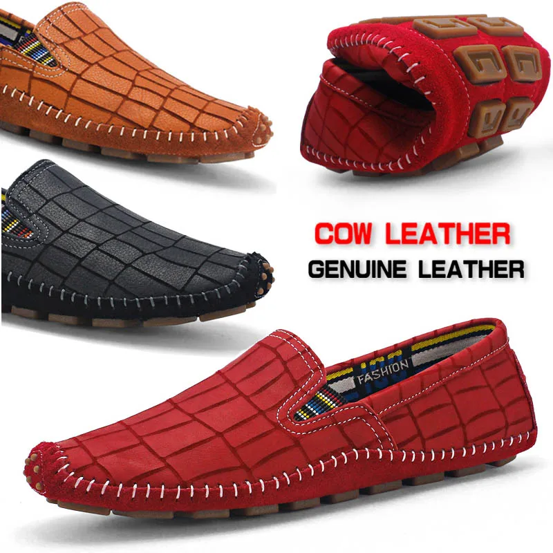 

Mens Loafers Genuine Leather Casual Shoes Man Cow Leather Gommino High Quality Comfort Moccasin Driving Boat Shoes