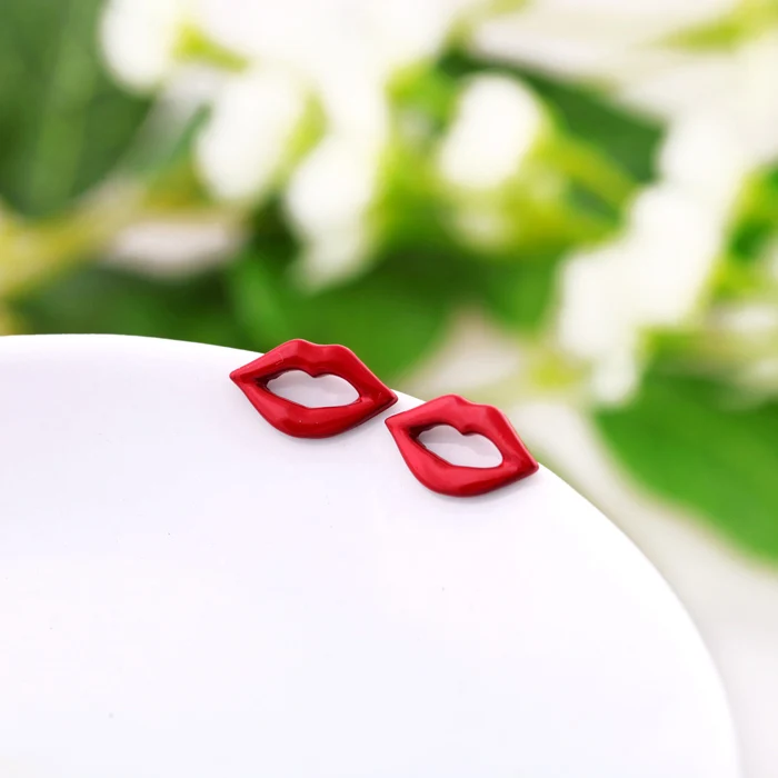 

Stud Earrings Fashion Jewelry Exaggerated atmospheric enamel sexy red lips earrings girls personality earrings