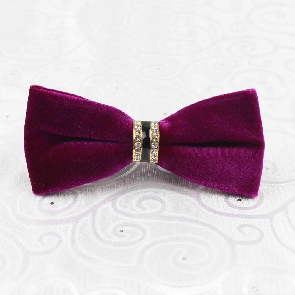 Elegant Velvet Bowtie Metal Leather Glossy Women&Men Butterfly Party Wedding Dress Tuxedo Accessory Formal Gift Bow Tie 20Colors - Color: 3