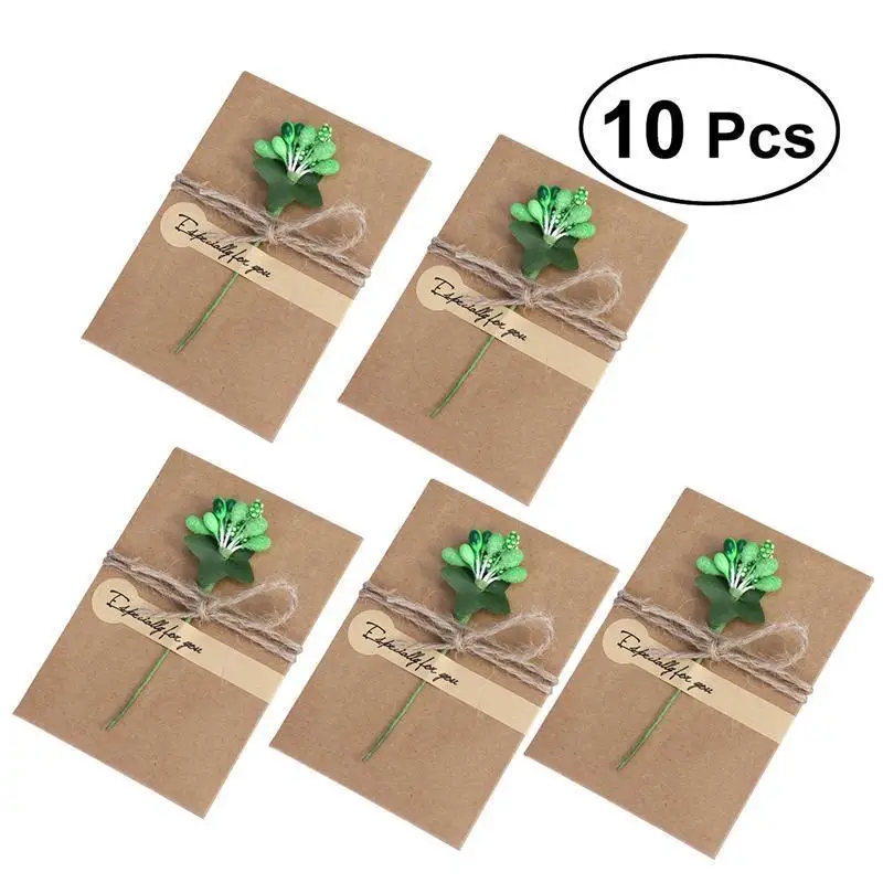 

10PCS Paper Greeting Cards With Dried Flower Thank You Cards For Mom Teacher Friends Familes New Year Christmas Gift Cards