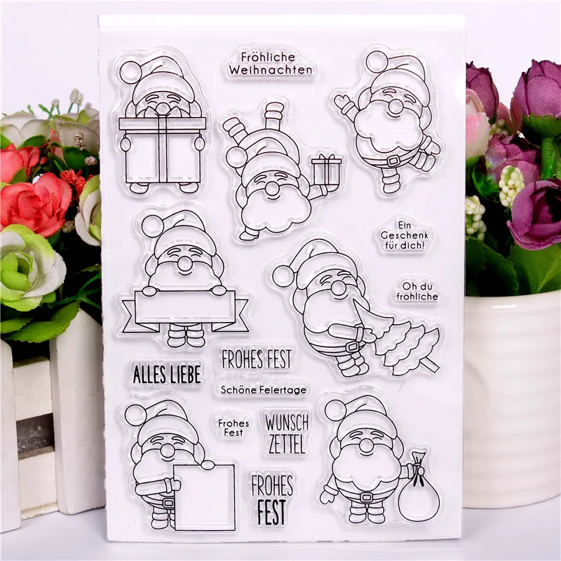 

German word Transparent Clear DIY stamp Silicone Seals Scrapbooking / Card Making/Photo Album Decoration Daily use Santa Claus